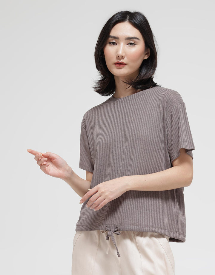 Details Front String Women's Plain T-shirt