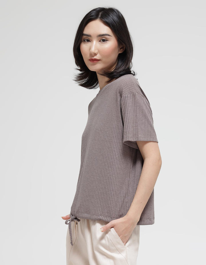 Details Front String Women's Plain T-shirt