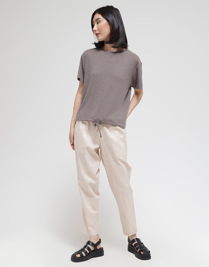 Details Front String Women's Plain T-shirt