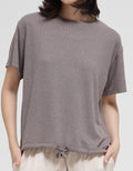 Details Front String Women's Plain T-shirt