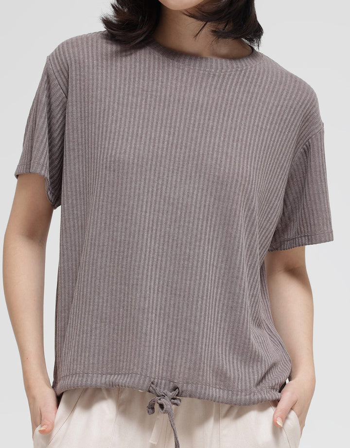 Details Front String Women's Plain T-shirt