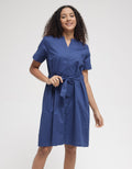 Connexion Short Sleeve Midi Dress V Neck W Belt
