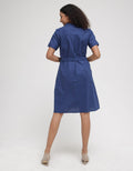 Connexion Short Sleeve Midi Dress V Neck W Belt
