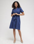 Connexion Short Sleeve Midi Dress V Neck W Belt