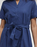 Connexion Short Sleeve Midi Dress V Neck W Belt