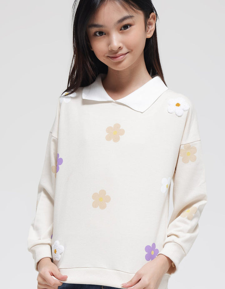 Nevada Sweatshirt Collar With Chenille Flowers