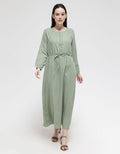 Anyday Long Sleeve Maxi Dress Stripe Print With Belt