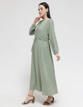 Anyday Long Sleeve Maxi Dress Stripe Print With Belt