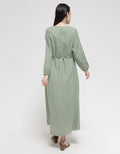 Anyday Long Sleeve Maxi Dress Stripe Print With Belt