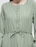 Anyday Long Sleeve Maxi Dress Stripe Print With Belt
