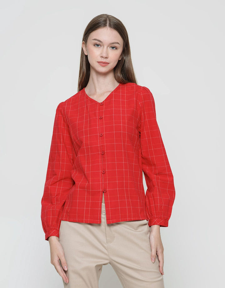 Exit Shawty Blouse Wanita Print Square