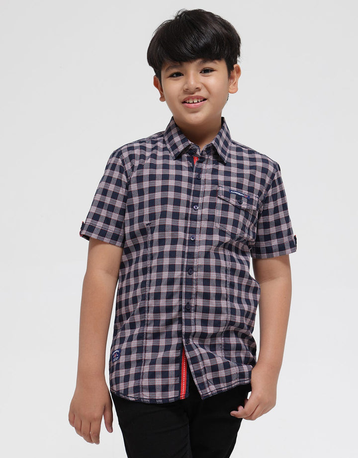 Cardinal Kids Boy Plaid Short Sleeve Shirt