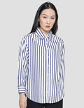 Nevada Stripe Woven Kemeja Lengan Panjang Wanita