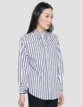 Nevada Stripe Woven Kemeja Lengan Panjang Wanita