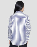 Nevada Stripe Woven Kemeja Lengan Panjang Wanita