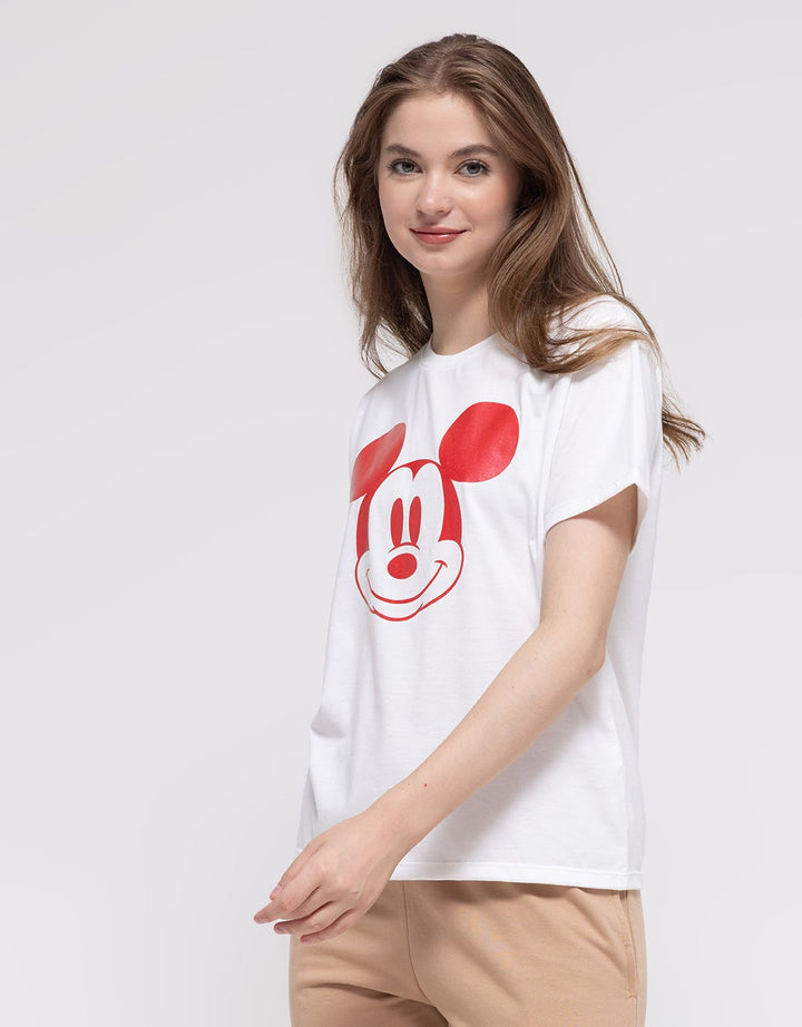 Disney Short Sleeve T-Shirt Basic Print Head Mickey