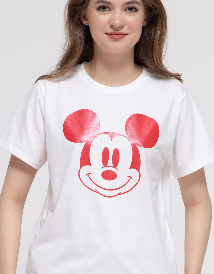 Disney Short Sleeve T-Shirt Basic Print Head Mickey