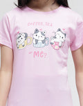 Aero Short Sleeve T-Shirt Print Cat Cup Tea
