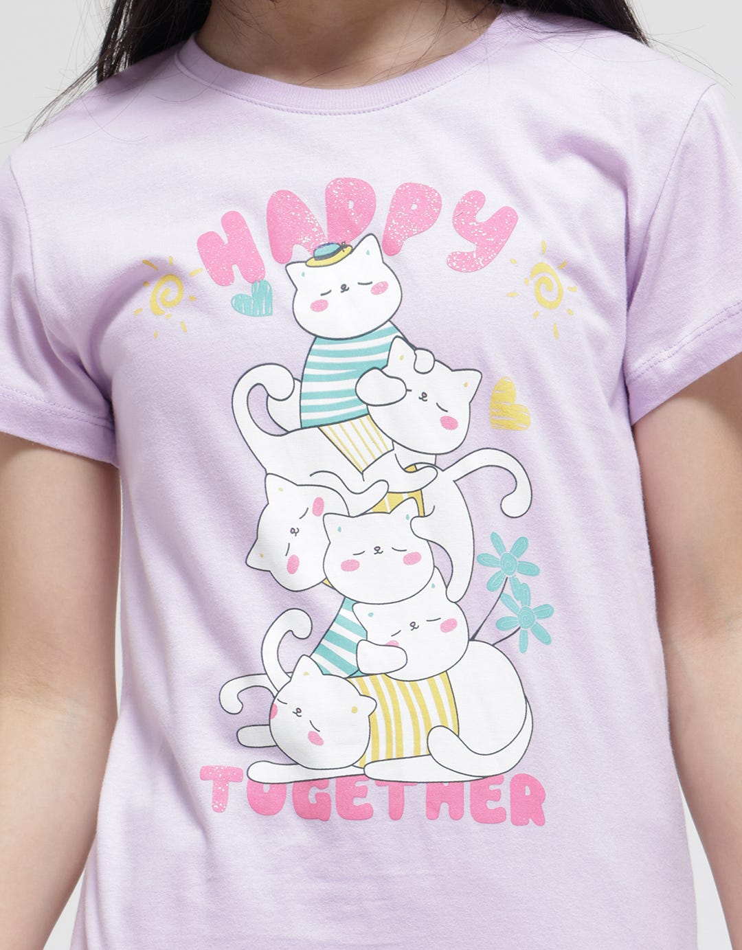 Aero Cat Happy Together Kaos Anak Perempuan