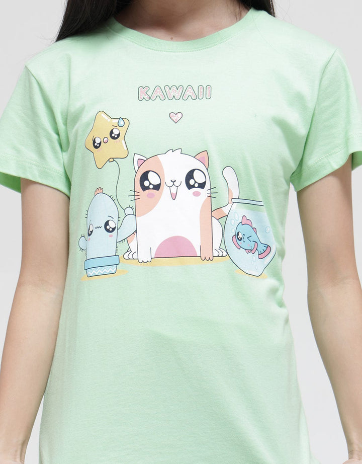 Aero Short Sleeve T-Shirt Print Cat Best Friend Forever