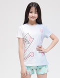 Aero Short Sleeve T-Shirt Print Tye Dye Cat Smile