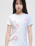 Aero Short Sleeve T-Shirt Print Tye Dye Cat Smile
