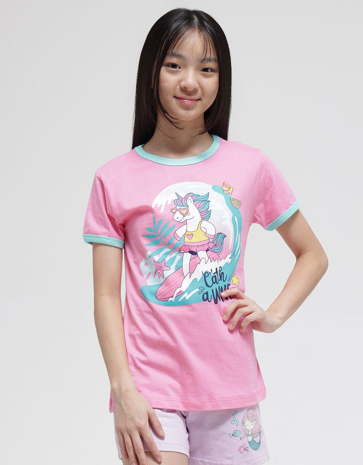 Aero Ringer Unicorn Girls T-Shirt