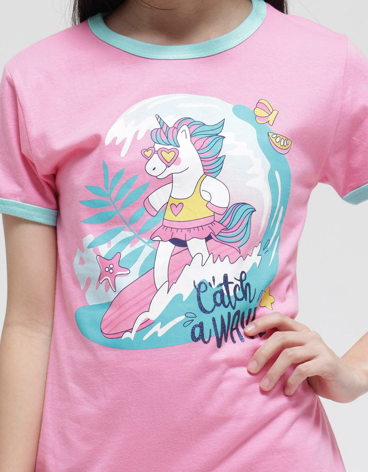 Aero Ringer Unicorn Girls T-Shirt