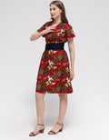 Connexion Short Sleeve Midi Dress Batik W Obi