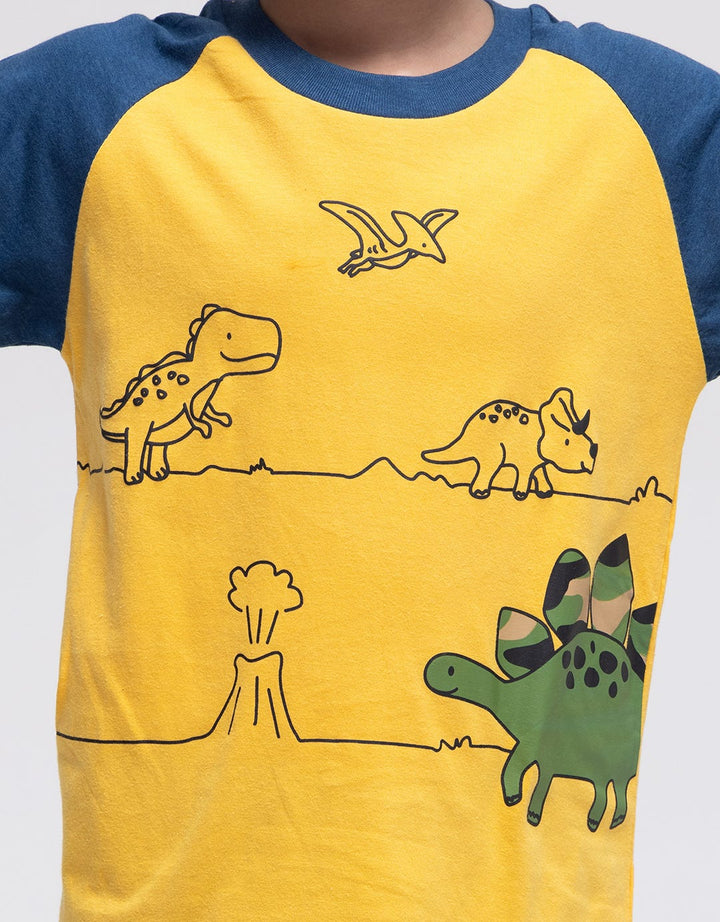 Little M Top-Bottom Set Raglan Dino Camo