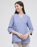 St. Yves Long Sleeve Blouse Cotton Yarn Dyed Stripe