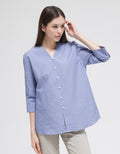 St. Yves Long Sleeve Blouse Cotton Yarn Dyed Stripe