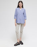 St. Yves Long Sleeve Blouse Cotton Yarn Dyed Stripe