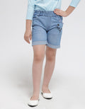 Little M Cat Print Celana Denim Pendek Anak Perempuan