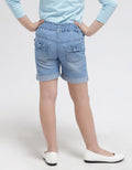 Little M Cat Print Celana Denim Pendek Anak Perempuan