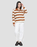 Nevada Stripe Polo Neck Sweater Wanita