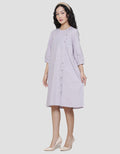Triset Ladies Texture Side Button Dress Wanita