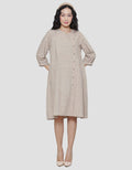 Triset Ladies Texture Side Button Dress Wanita