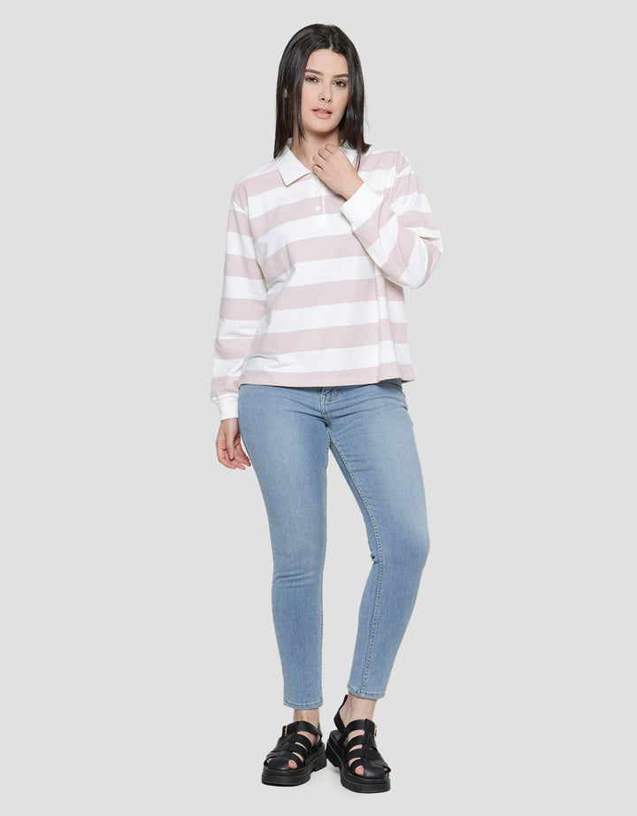 Nevada Stripe Polo Neck Women's Sweater