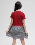 Nevada Short Sleeve Midi Dress Knit Comb Woven With Patch