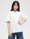 Nevada Short Sleeve Shirt Flowers With Balloon Sleeves