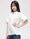 Nevada Short Sleeve Shirt Flowers With Balloon Sleeves