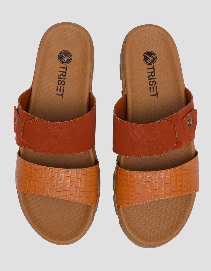 Triset Animal Skin Pattern Strap Sandal Flat Wanita