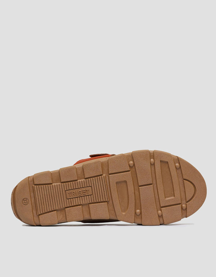 Triset Animal Skin Pattern Strap Sandal Flat Wanita