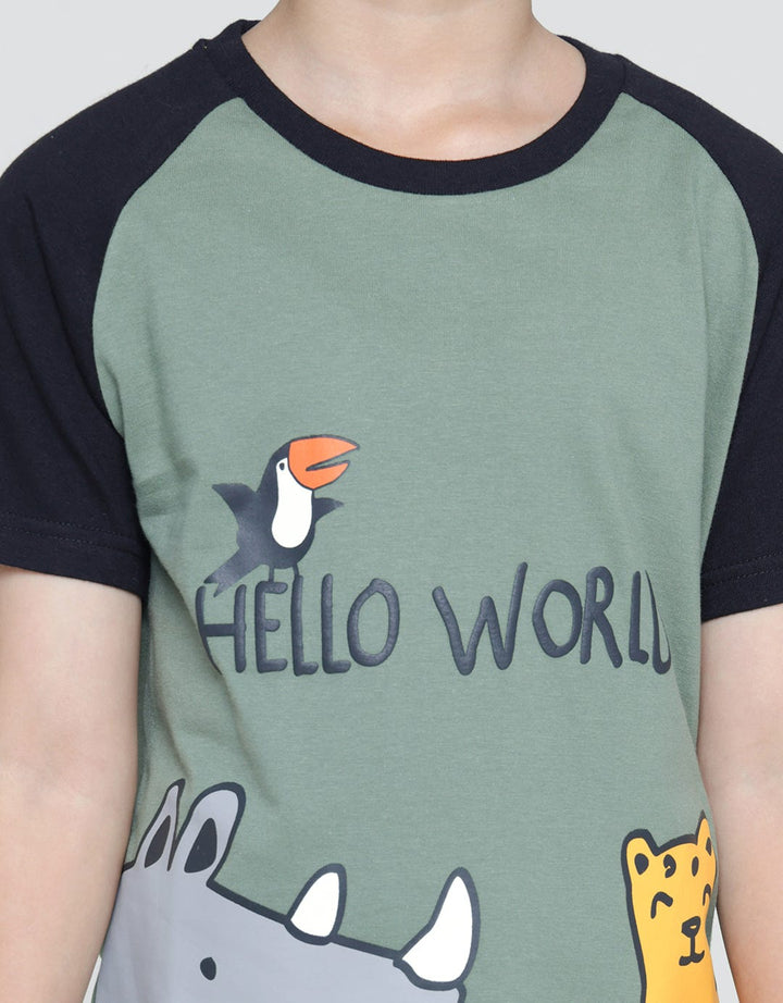 Little M Set T-Shirt Raglan Hello World