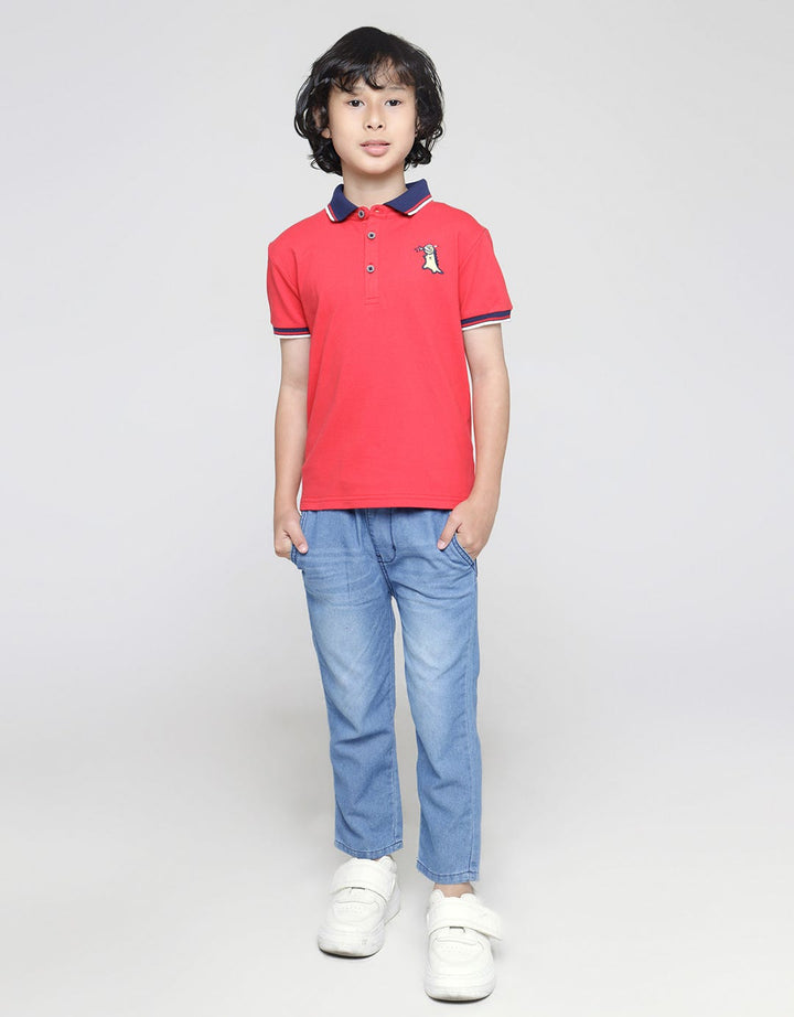 Little M Short Sleeve Polo Shirt Dino