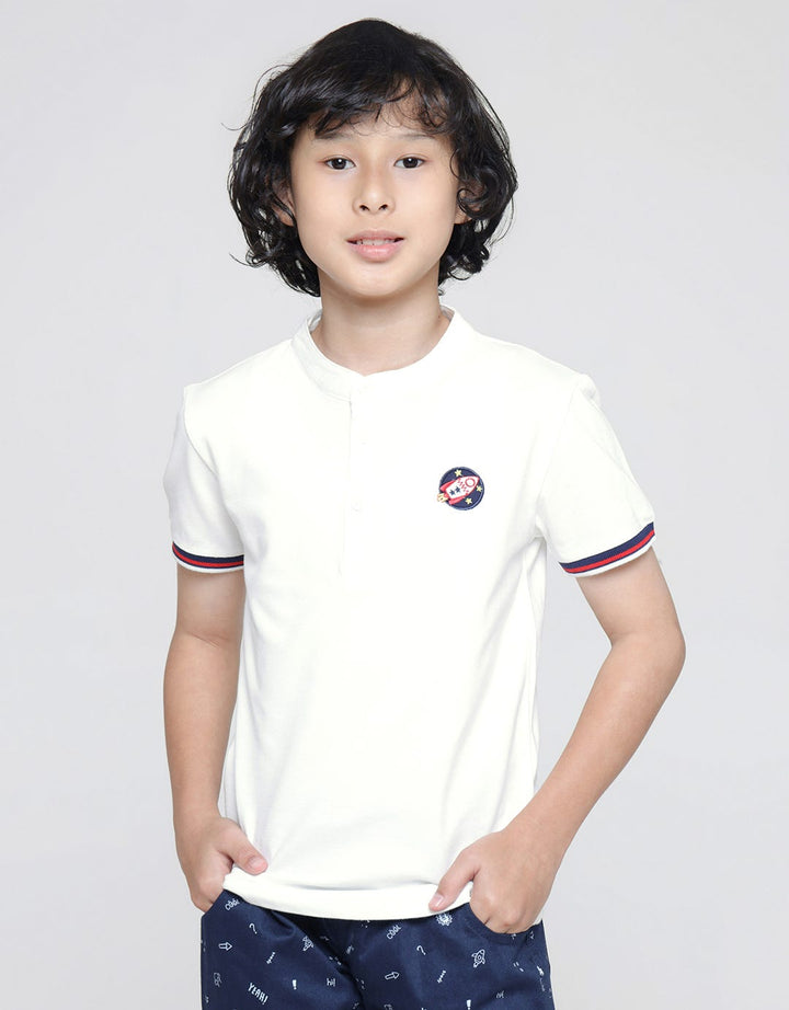 Little M Short Sleeve Shirt Henley Lacoste Rocket Rib