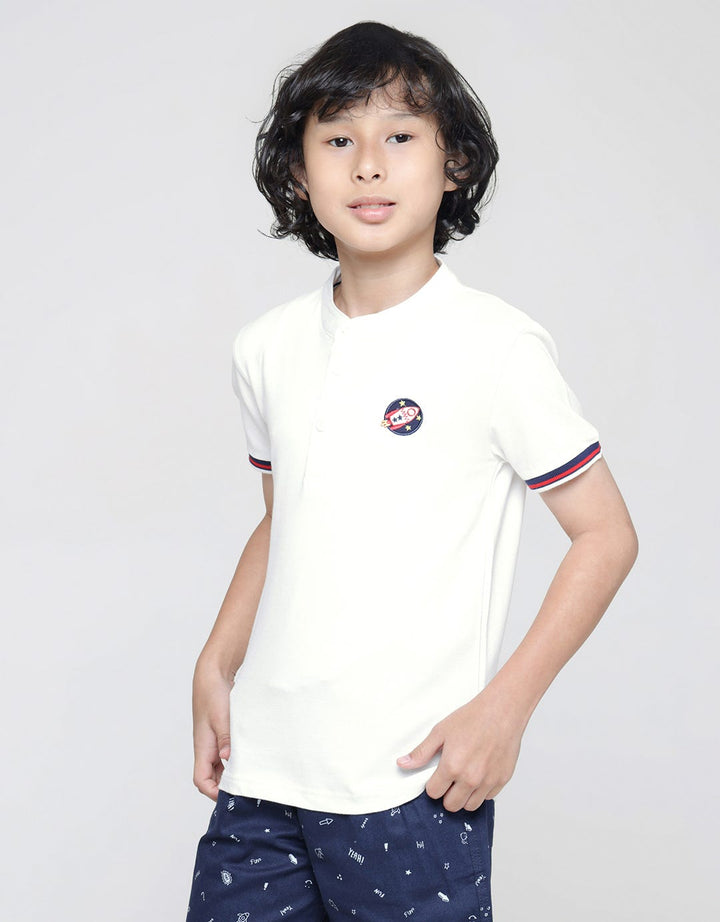 Little M Short Sleeve Shirt Henley Lacoste Rocket Rib