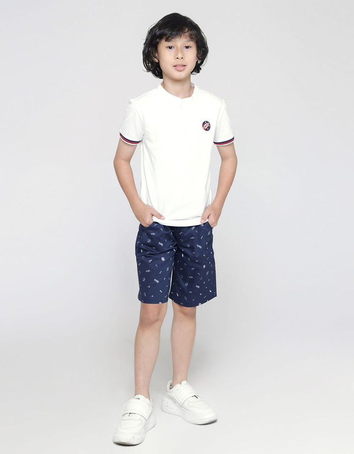 Little M Short Sleeve Shirt Henley Lacoste Rocket Rib