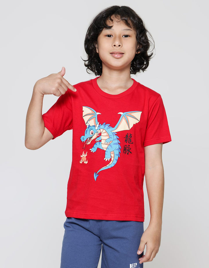 Little M Dragon CNY Print Kaos Anak Laki-laki